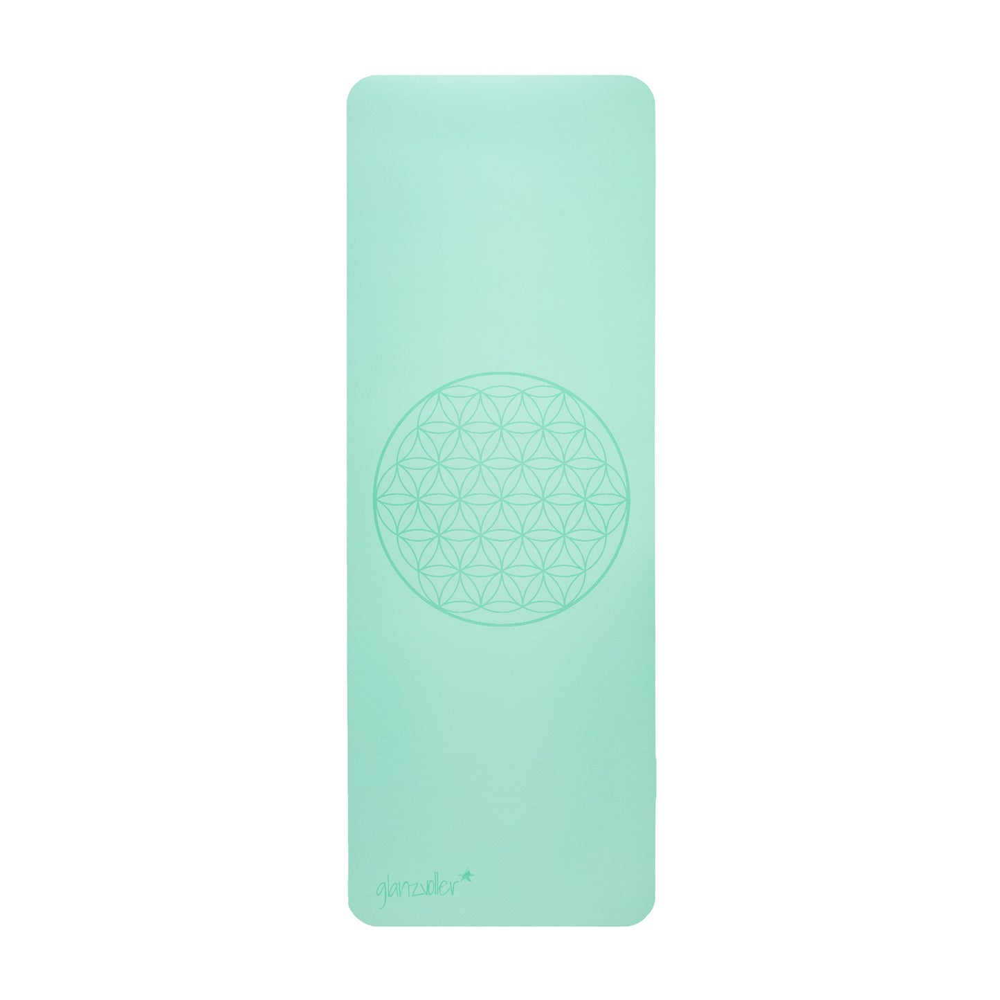 Glanzvoller-Yogamatte-flower of life happy grün 318798-7-10837 Draufsicht