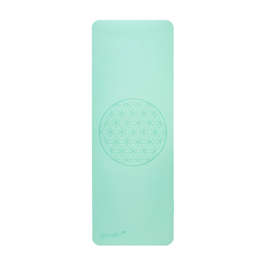 Glanzvoller-Yogamatte-flower of life happy grün 318798-7-10837 Draufsicht
