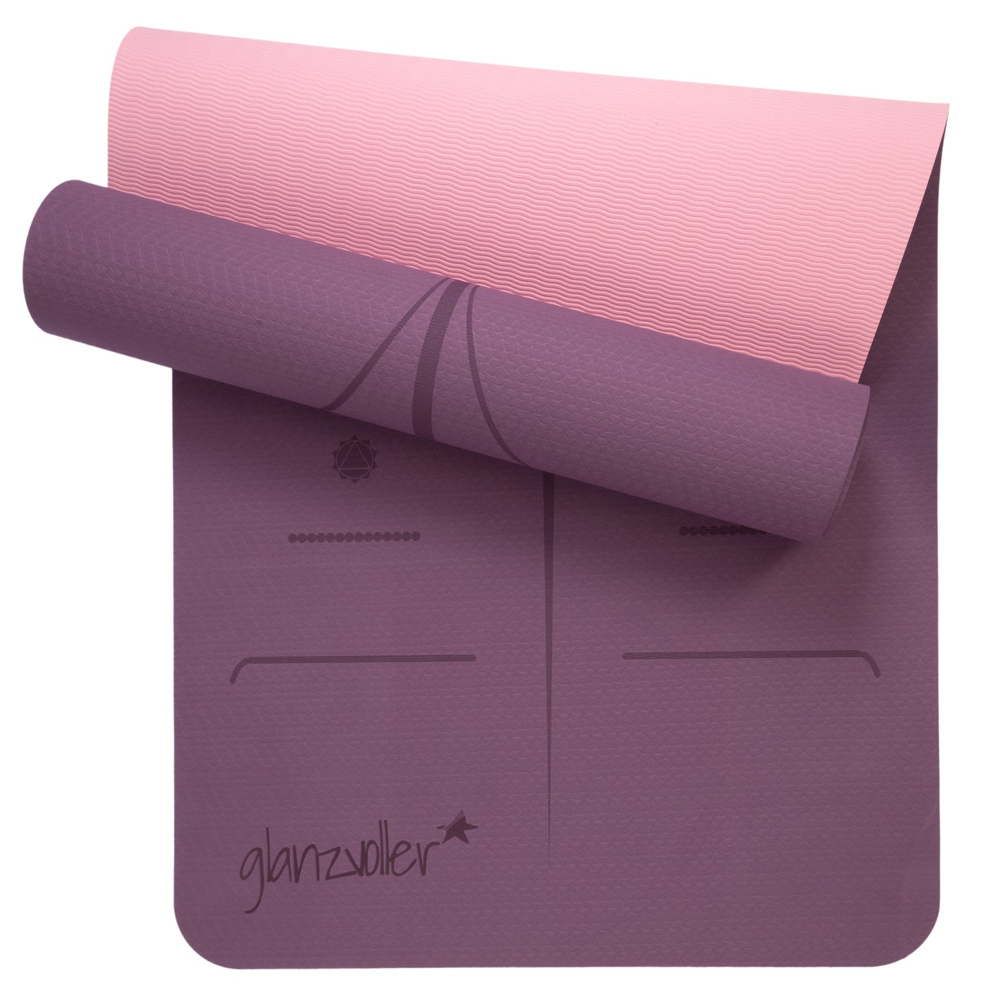 Glanzvoller-Yogamatte-318798-90543 Glanzvoller-Yogamatte-318798-9 Premium Yogamatte Guardian Innerer Frieden violett gerollt groß