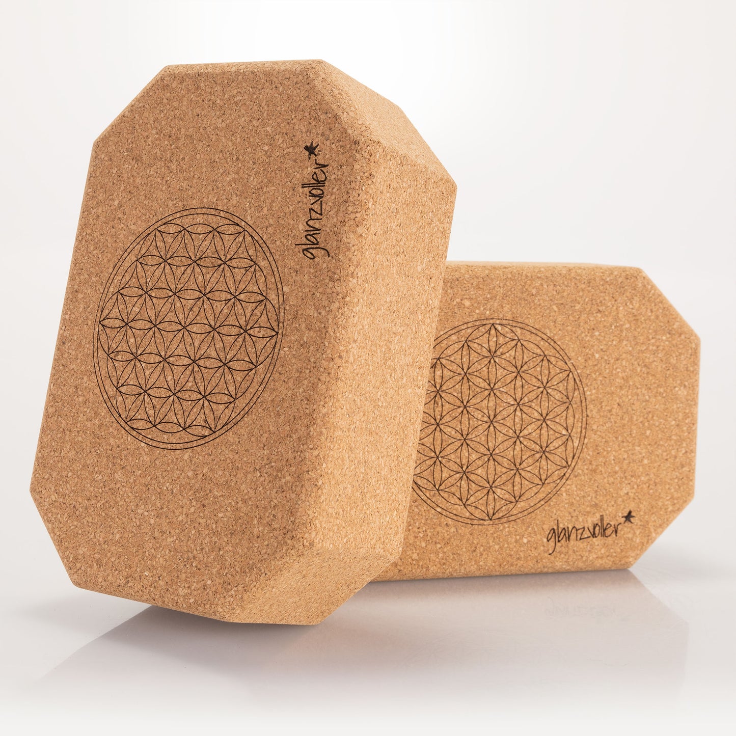 glanzvoller Octagon Yoga Block „Blume des Lebens“ Yogablock 2er-Set; Yoga Block glanzvoller