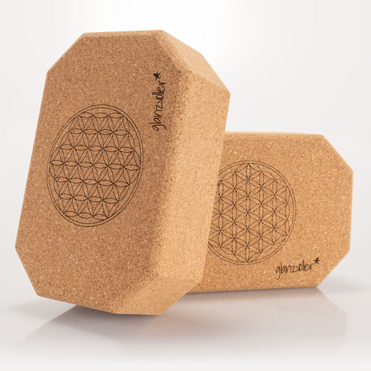 glanzvoller Octagon Yoga Block „Blume des Lebens“ Yogablock 2er-Set; Yoga Block glanzvoller