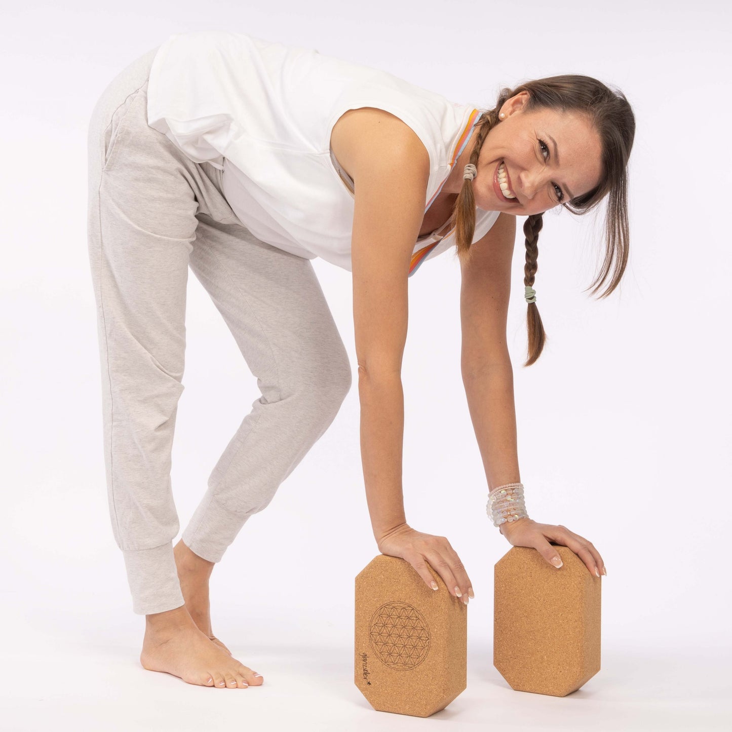 glanzvoller Octagon Yoga Block „Blume des Lebens“ Yogablock 2er-Set mit Evita