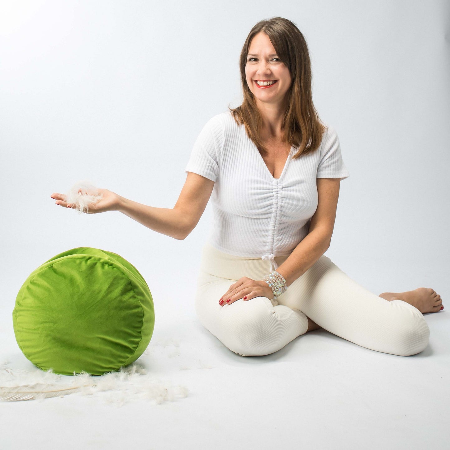 Yogakissen Konani - Smaragd Grün Samt glanzvoller mit Evita
