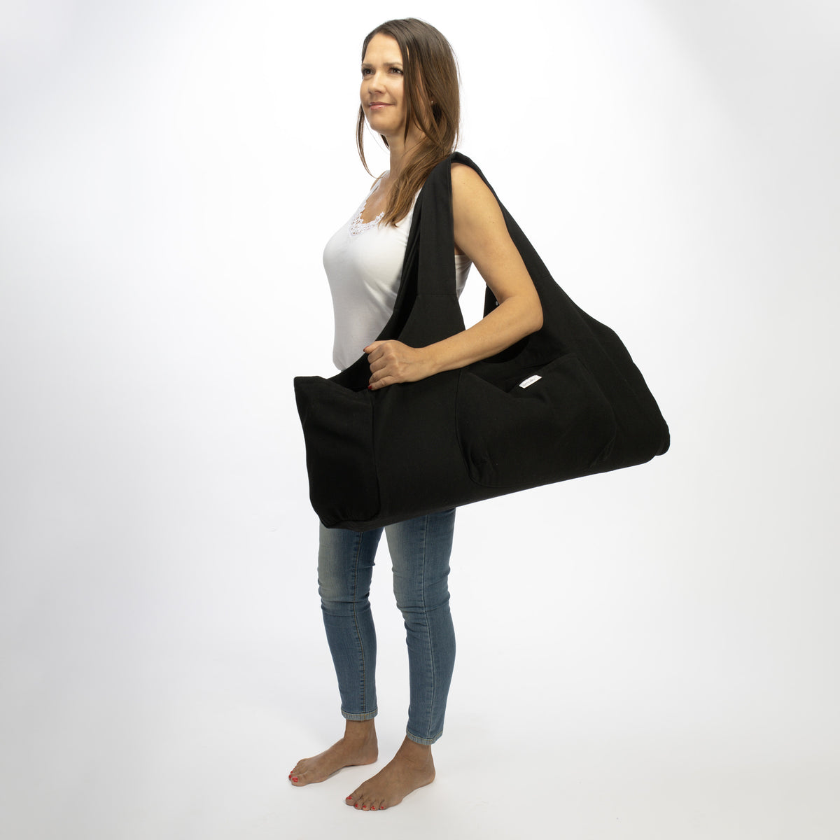 Yogatasche schwarz mit Frau