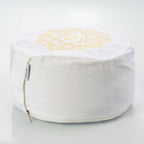 Yogakissen Lotus – Weiß mit Goldstickerei