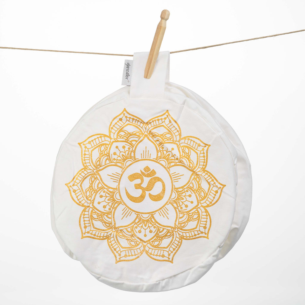 Yogakissen Lotus – Weiß mit Golddruck
