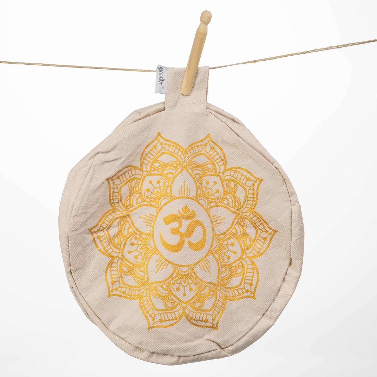 Yogakissen Luana - Golddruck Lotus Blume beige Yogakissenbezug