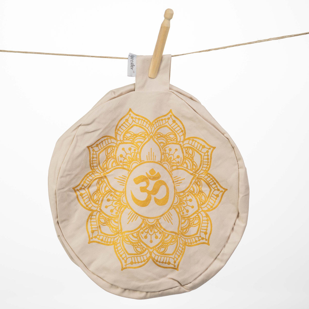 Yogakissen Lotus Golddruck Cremeweiß