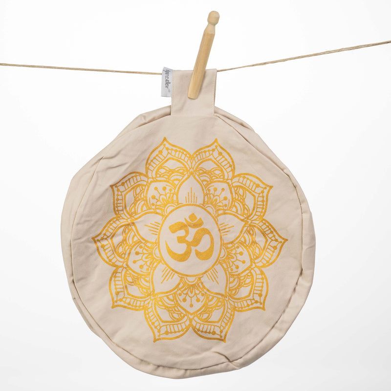 Yogakissen Lotus Golddruck Cremeweiß