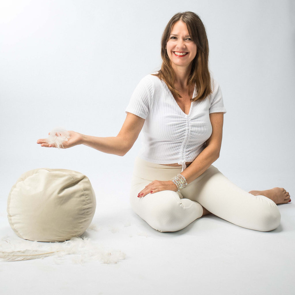 Yogakissenbezug cremeweiß Samt