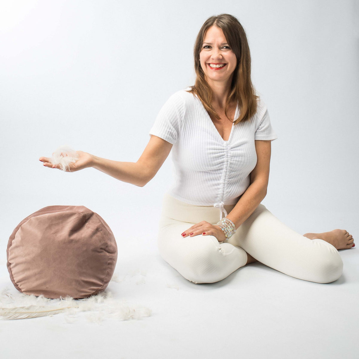 Yogakissenbezug rosa Samt