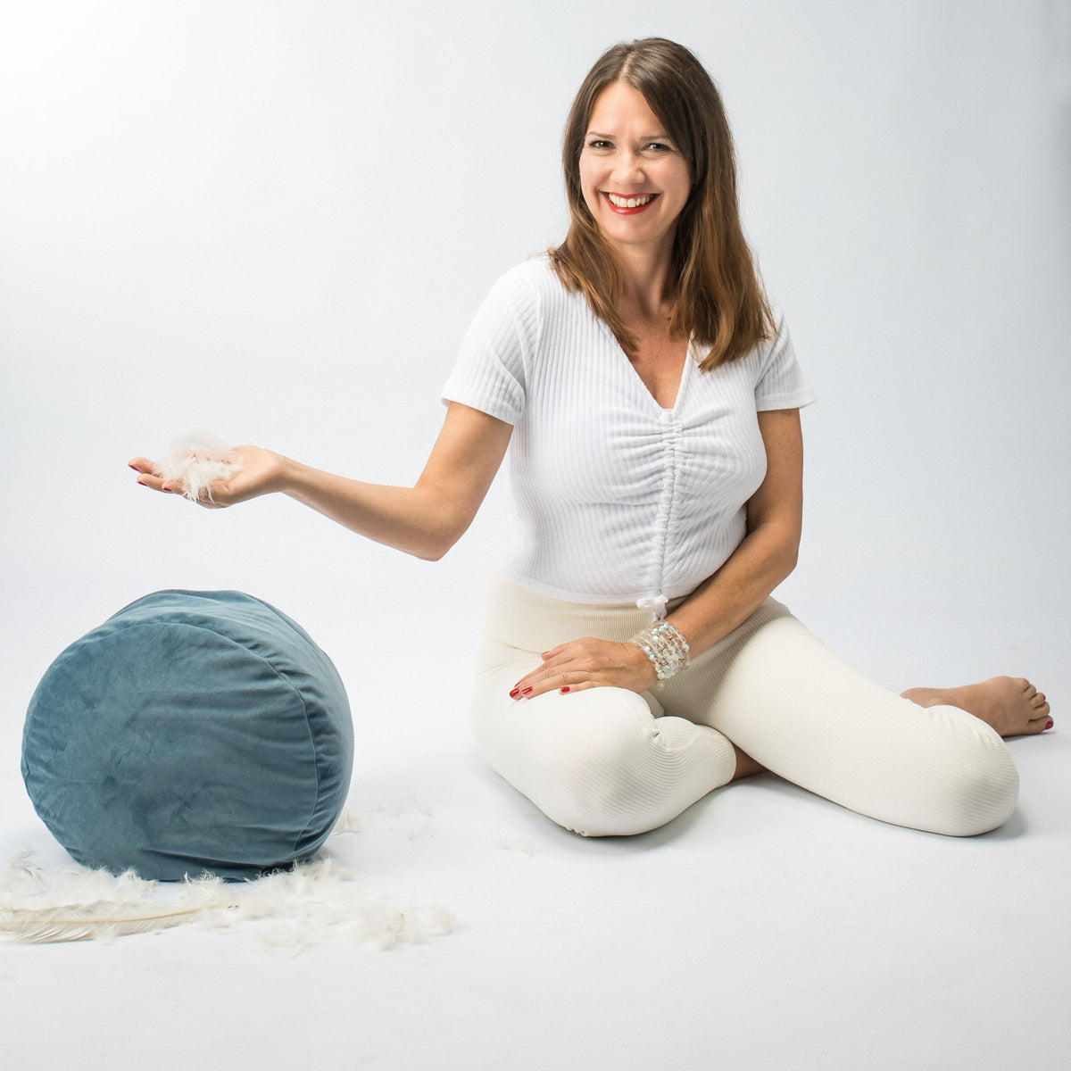 Yogakissenbezug blau Samt
