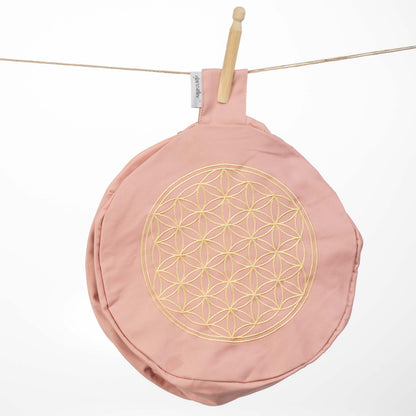 Yogakissen Blume des Lebens – Rosa mit Goldstickerei