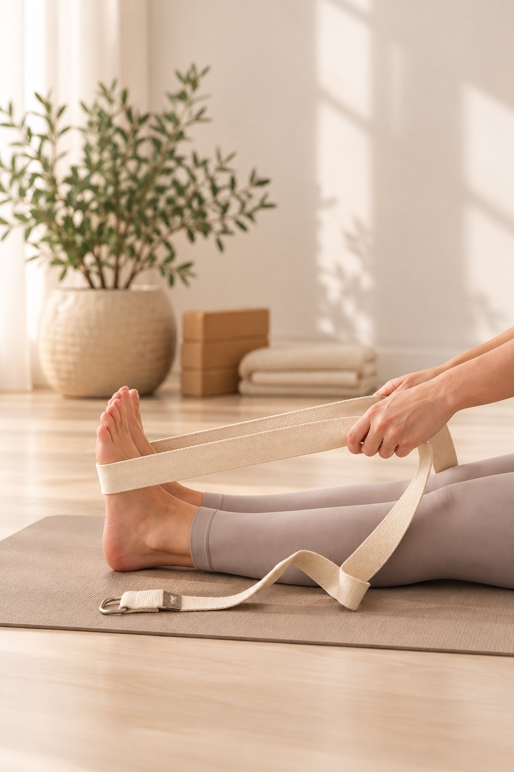 Yogagurt mit Schiebeschnalle ASANA BELT 2,5m, Metall natur