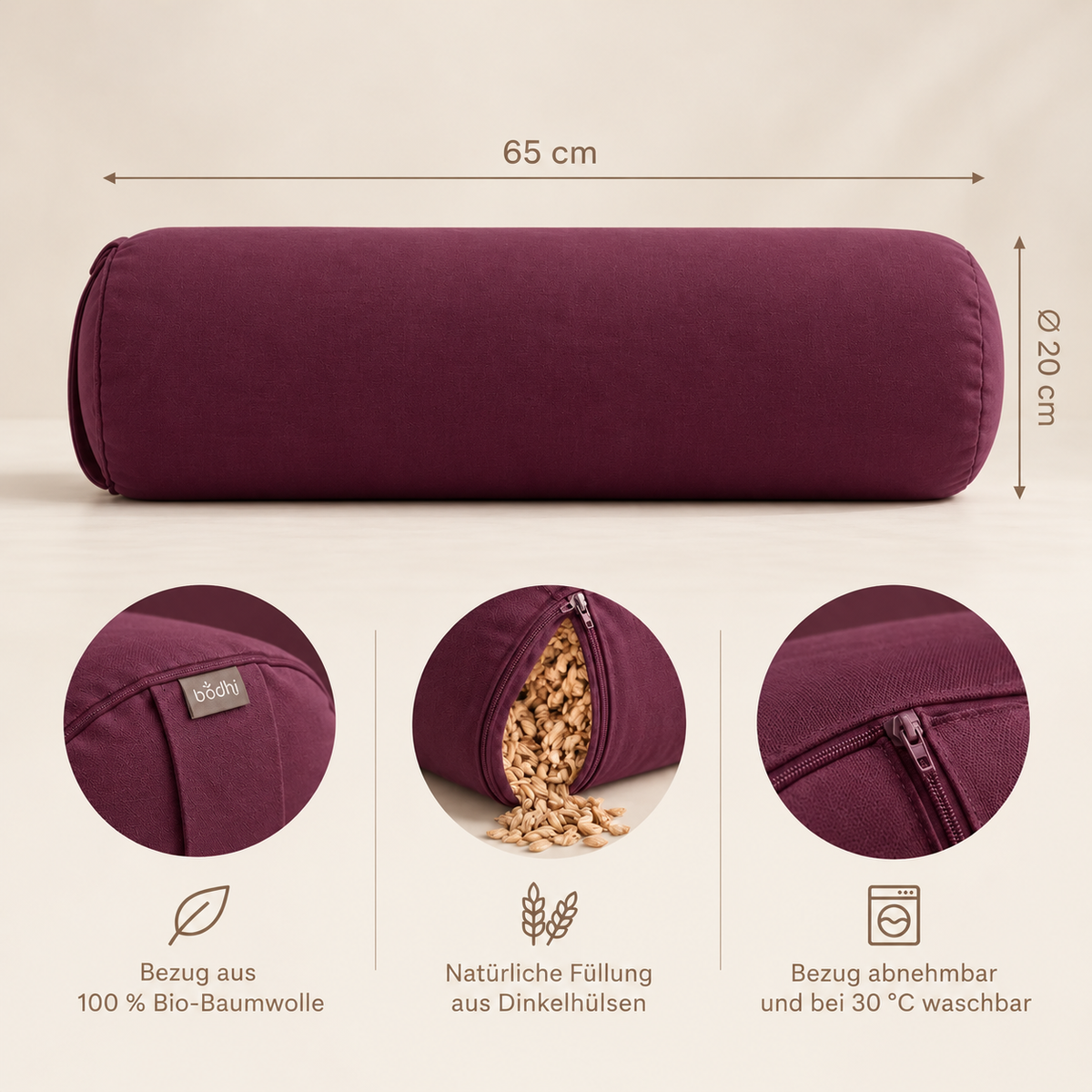 Yoga Bolster Bordeaux glanzvoller