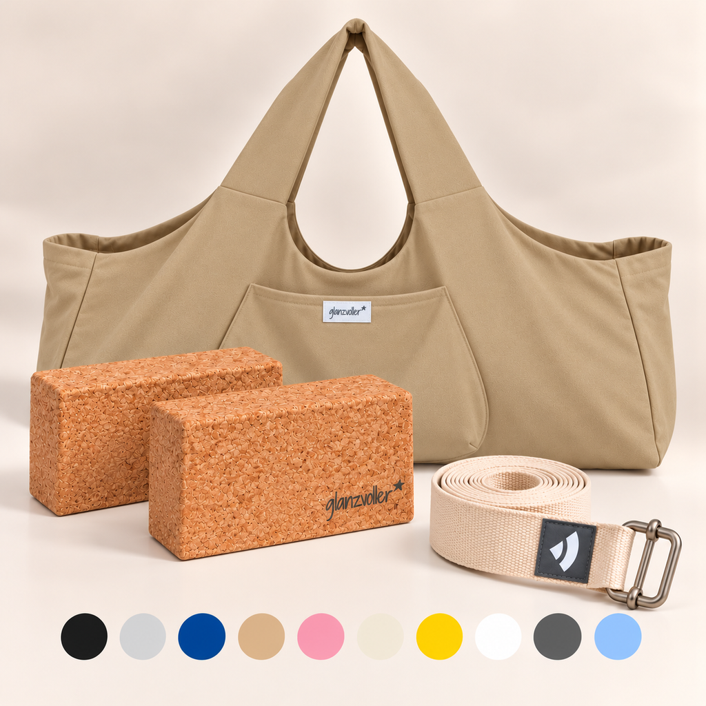 Yoga Zubehör Set sandbeige von glanzvoller