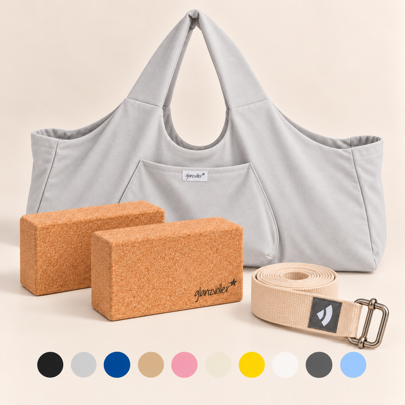 yoga Zubehör Set grau von glanzvoller