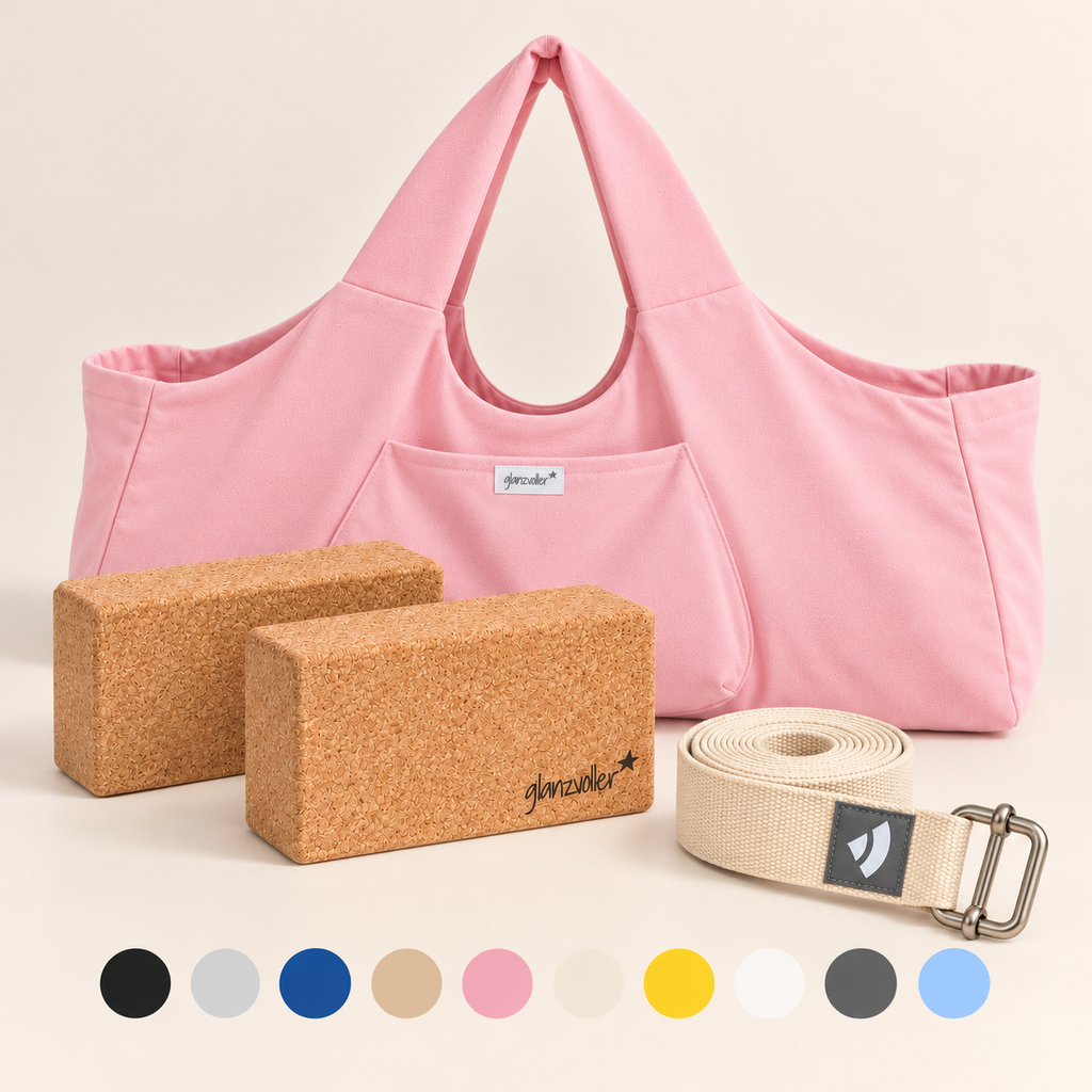Yoga Zubehör Set Rosa von glanzvoller