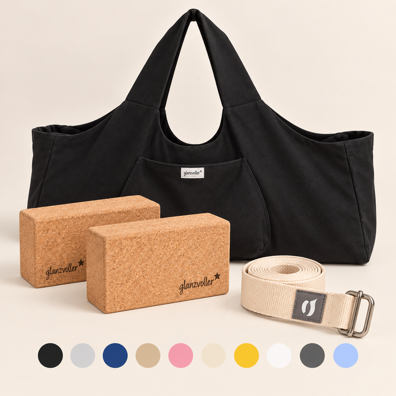 Yoga Zubehör-Set schwarz von glanzvoller