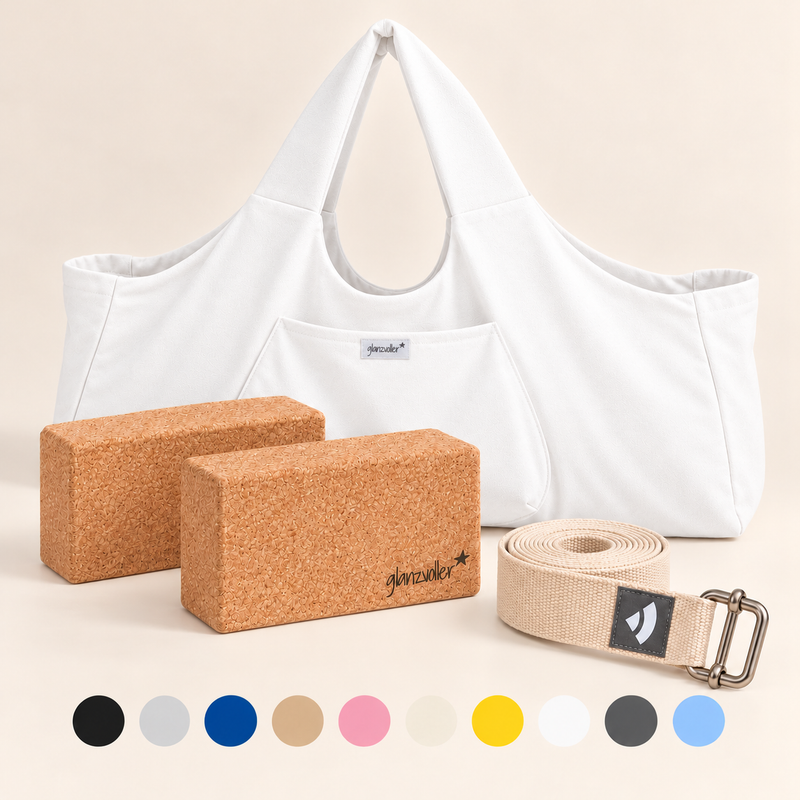 Yoga Zubehör Set weiß von glanzvoller
